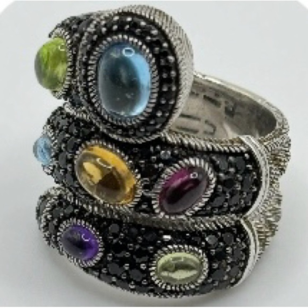Judith Ripka Silver Ring with Multi-Color Stones